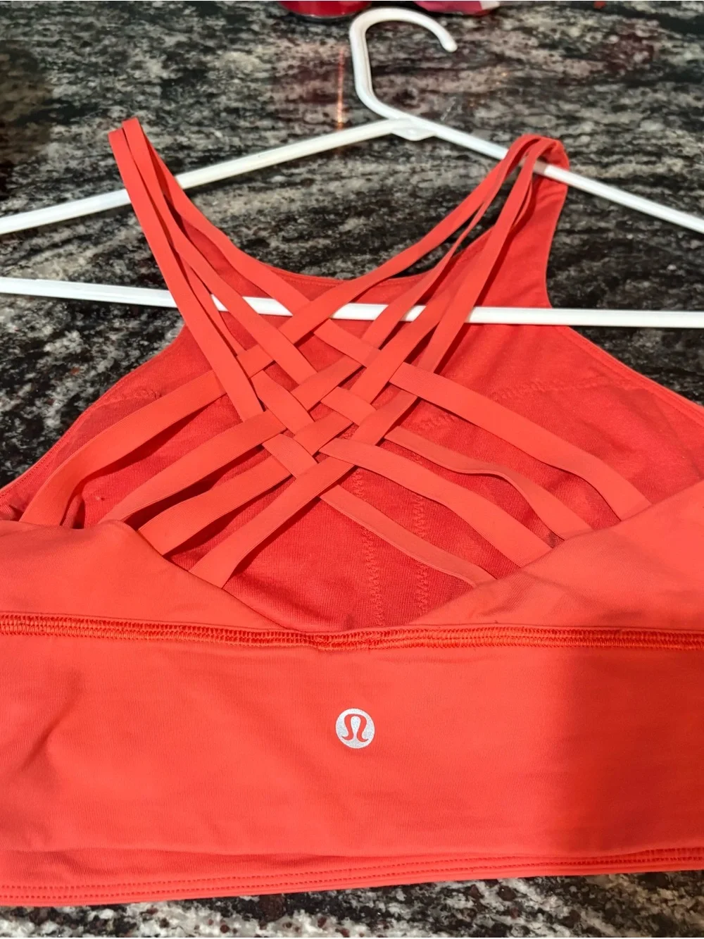 lululemon coral red high-neck strappy sports bra